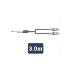 M6J-2R300 Καλώδιο Ήχου 6.3mm Mono Jack Plug - 2 x  RCA Plugs 3m (Τεμάχιο)