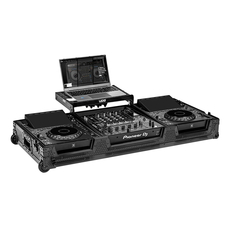 U91111BL Ultimate Flight Case Set AlphaTheta CDJ-3000X/DJM-A9 Black Plus (Laptop Shelf + Wheels) - (8720908562043)