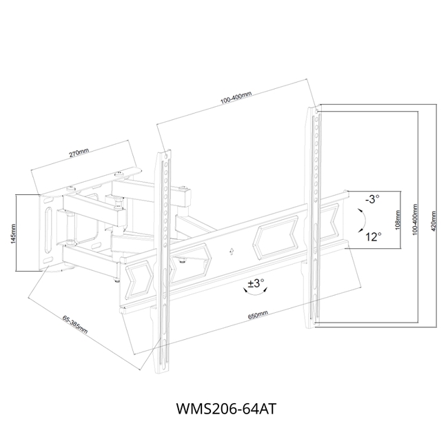 Focus Mount WMS206-64AT 32"-75" έως 45kg