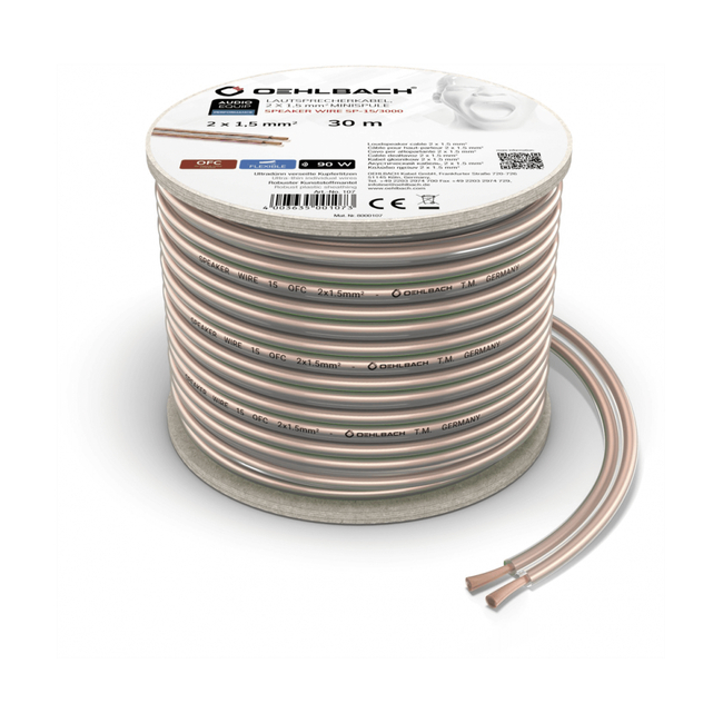 Oehlbach Speaker Wire SP-15 Καλώδιο Ηχείων 2 x 1,5 mm² 30m Διαφανές (Τεμάχιο)