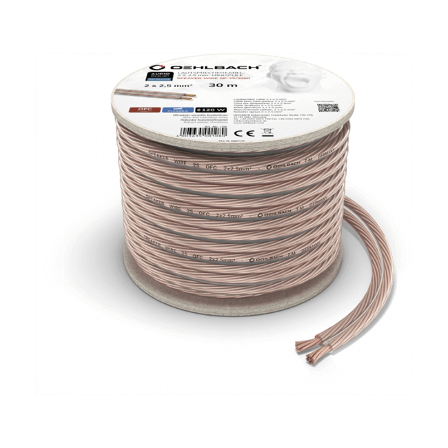 Oehlbach Speaker Wire SP-25 Καλώδιο Ηχείων 2 x 2,5 mm² 30m Διαφανές (Τεμάχιο)