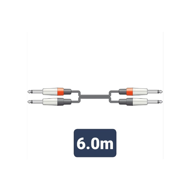 2M6J-J600 Καλώδιο Ήχου 2 x 6.3mm Mono Jack Plugs - 2 x 6.3mm Mono Jack Plugs 6m (Τεμάχιο)