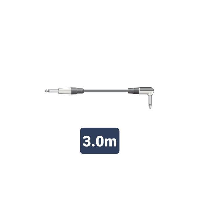 M6J-90J300 Καλώδιο Κιθάρας σε Ορθή Γωνία 6.3mm Mono Jack Plug - 6.3mm Mono Jack Plug 3m (Τεμάχιο)