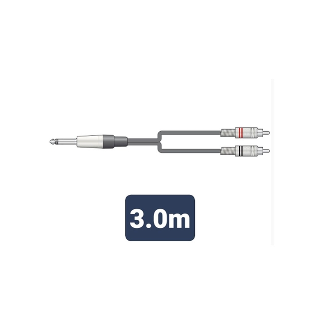 M6J-2R300 Καλώδιο Ήχου 6.3mm Mono Jack Plug - 2 x  RCA Plugs 3m (Τεμάχιο)