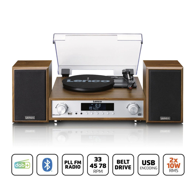 Lenco MC-160WD - HiFi Stereo system με πικάπ, DAB+/FM