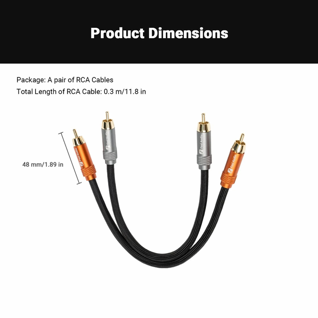 Fosi Audio RCA Cables - 0.3m