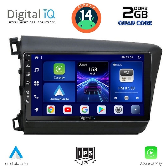 DIGITAL IQ BXC 31904D_CPAA (9inc) MULTIMEDIA TABLET for HONDA CIVIC 4Doors mod. 2012-2016