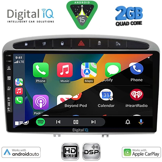DIGITAL IQ BXC 3513SL_CPAA (9inc) MULTIMEDIA TABLET for PEUGEOT 308 mod.2007-2012 - RCZ mod.2009-2015 (SILVER)