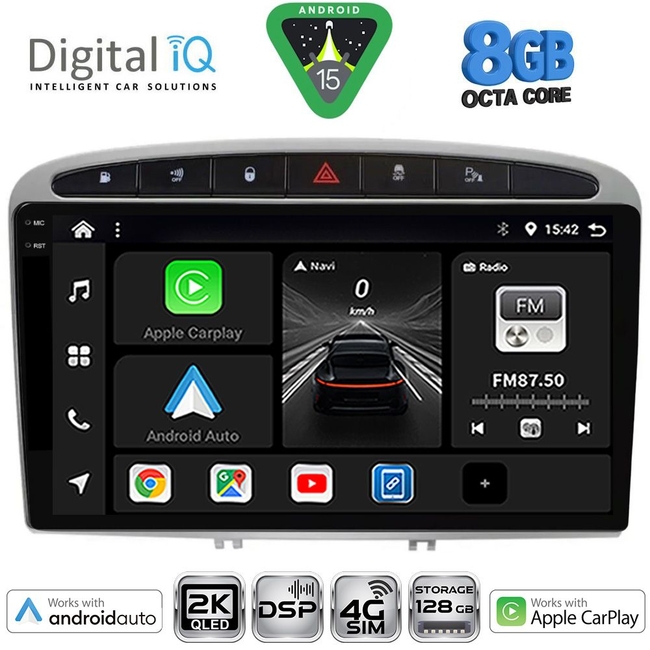 DIGITAL IQ BXF 11513SL_CPAA (9inc) MULTIMEDIA TABLET for PEUGEOT 308 mod.2007-2012 - RCZ mod.2009-2015 (SILVER)