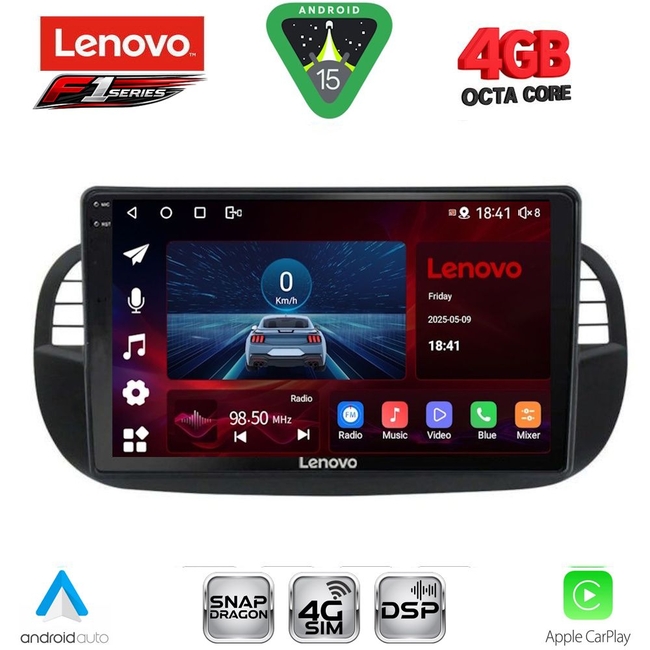 LENOVO SSQ 9130BL_CPA (9inc) MULTIMEDIA TABLET for FIAT 500 mod. 2007-2015 (BLACK)
