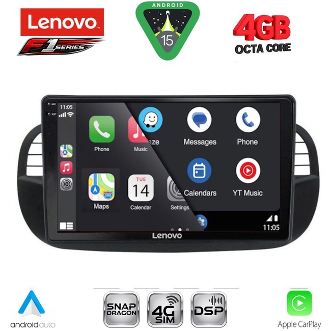 LENOVO SSQ 9130BL_CPA (9inc) MULTIMEDIA TABLET for FIAT 500 mod. 2007-2015 (BLACK)
