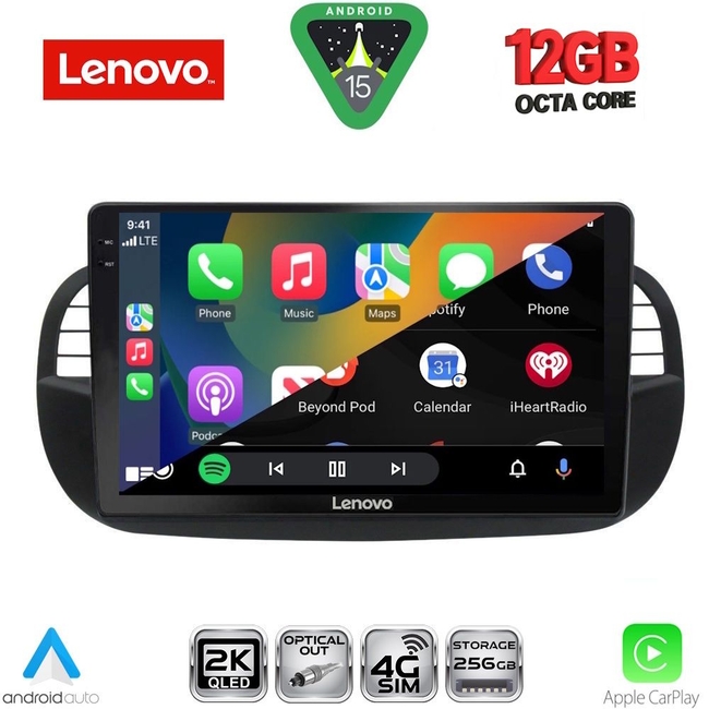 LENOVO SSZ 12130BL_CPA (9inc) MULTIMEDIA TABLET for FIAT 500 mod. 2007-2015 (BLACK)