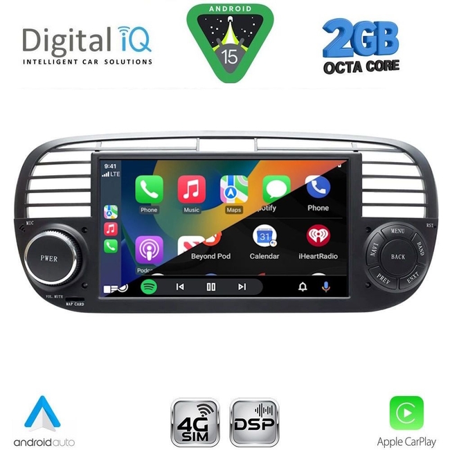 DIGITAL IQ BLF 365BL_CPA (7" DECK) MULTIMEDIA SYSTEM for FIAT 500 mod. 2007-2015 (BLACK)