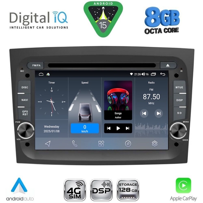 DIGITAL IQ BLG 438_CPA (7" DECK) MULTIMEDIA SYSTEM for FIAT DOBLO mod. 2015-2022