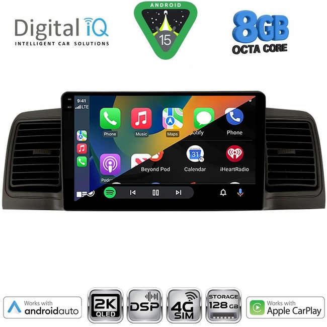 DIGITAL IQ BXF 11712BL_CPAA (9inc) MULTIMEDIA TABLET for TOYOTA COROLLA mod. 2001-2006 (BLACK)