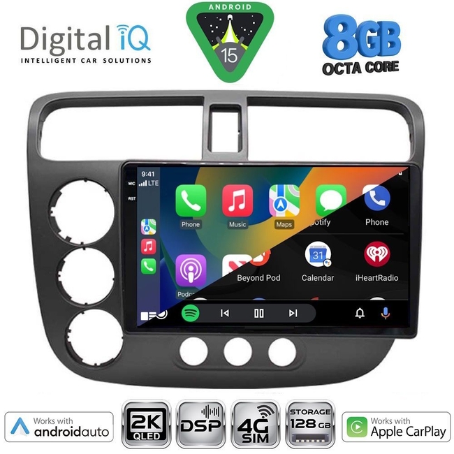 DIGITAL IQ BXF 11187_CPAA (9inc) MULTIMEDIA TABLET for HONDA CIVIC 4D mod. 2001-2006