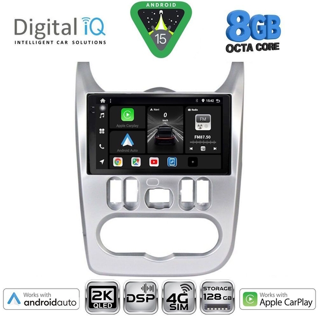 DIGITAL IQ BXF 11101SL_CPAA (9inc) MULTIMEDIA TABLET for DACIA DUSTER – LOGAN – SANDERO mod. 2006-2012 (SILVER)