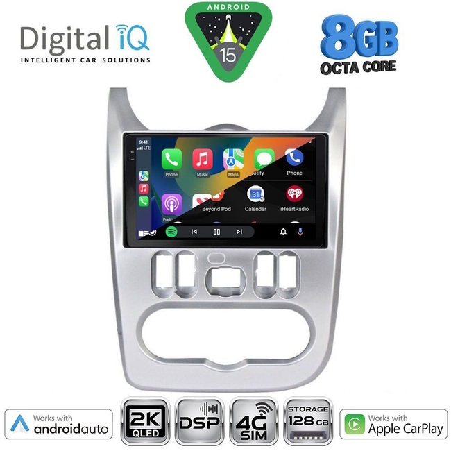 DIGITAL IQ BXF 11101SL_CPAA (9inc) MULTIMEDIA TABLET for DACIA DUSTER – LOGAN – SANDERO mod. 2006-2012 (SILVER)