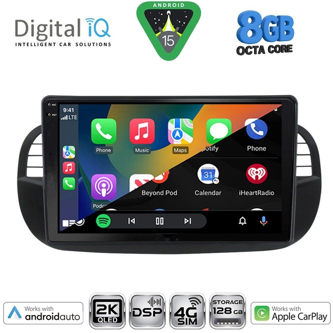 DIGITAL IQ BXF 11130BL_CPAA (9inc) MULTIMEDIA TABLET for FIAT 500 mod. 2007-2015 (BLACK)