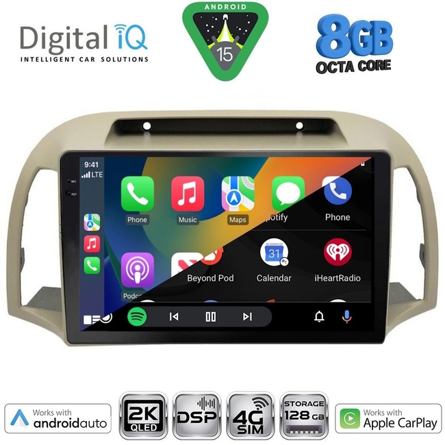 DIGITAL IQ BXF 11457BG_CPAA (9inc) MULTIMEDIA TABLET for NISSAN MICRA K12 mod. 2002-2010 (BEIGE)