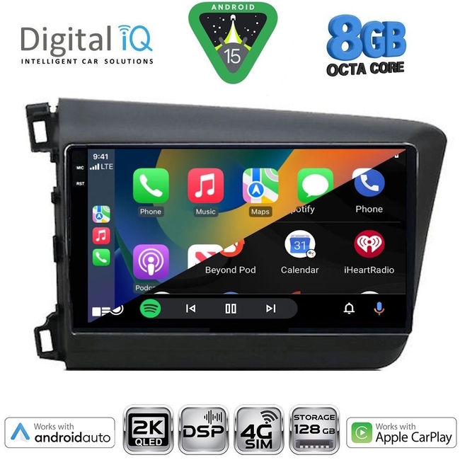 DIGITAL IQ BXF 111904D_CPAA (9inc) MULTIMEDIA TABLET for HONDA CIVIC 4Doors mod. 2012-2016