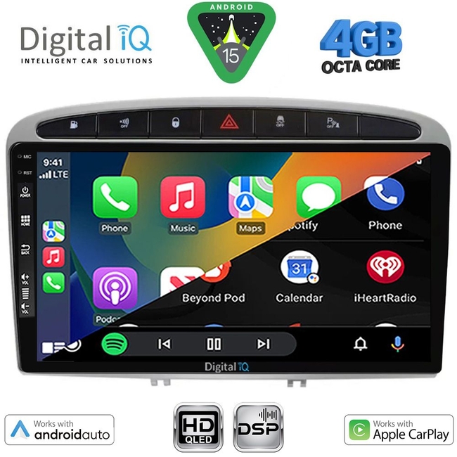 DIGITAL IQ BXF 16513SL_CPAA (9inc) MULTIMEDIA TABLET for PEUGEOT 308 mod. 2007-2012 - RCZ mod. 2009-2015 (SILVER)