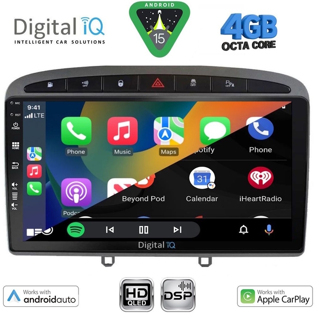 DIGITAL IQ BXF 16513GR_CPAA (9inc) MULTIMEDIA TABLET for PEUGEOT 308 mod. 2007-2012 - RCZ mod. 2009-2015 (GREY)