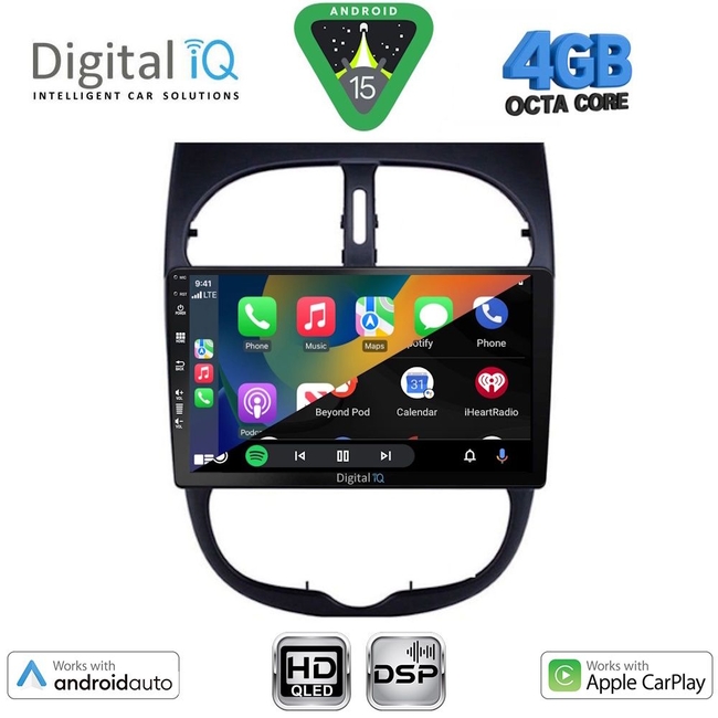 DIGITAL IQ BXF 16506_CPAA (9inc) MULTIMEDIA TABLET for PEUGEOT 206 mod. 1998-2006