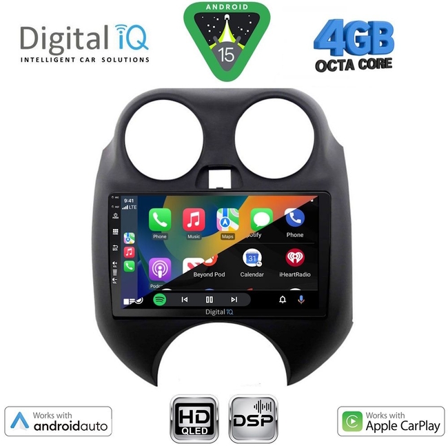 DIGITAL IQ BXF 16459_CPAA (9inc) MULTIMEDIA TABLET for NISSAN MICRA mod. 2010-2014