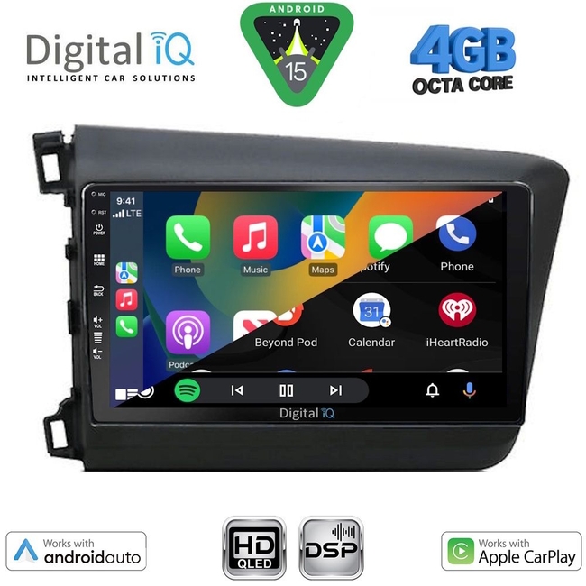 DIGITAL IQ BXF 161904D_CPAA (9inc) MULTIMEDIA TABLET for HONDA CIVIC 4Doors mod. 2012-2016