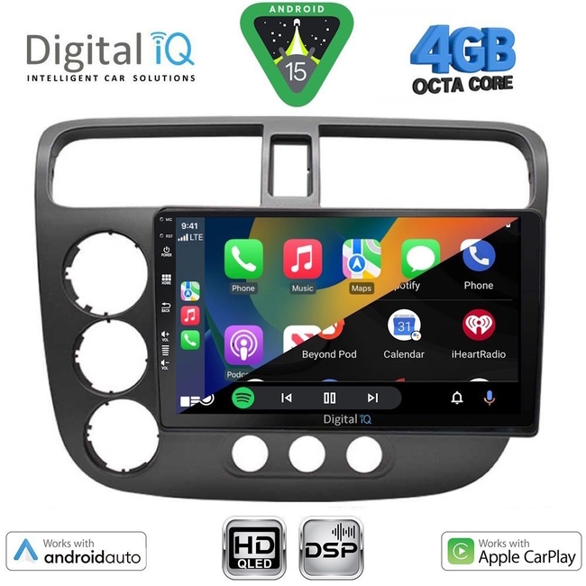 DIGITAL IQ BXF 16187_CPAA (9inc) MULTIMEDIA TABLET for HONDA CIVIC 4D mod. 2001-2006