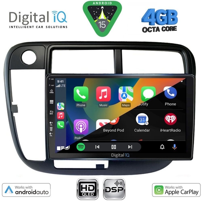 DIGITAL IQ BXF 16186_CPAA CLIMA (9inc) MULTIMEDIA TABLET for HONDA CIVIC mod. 1995-2001