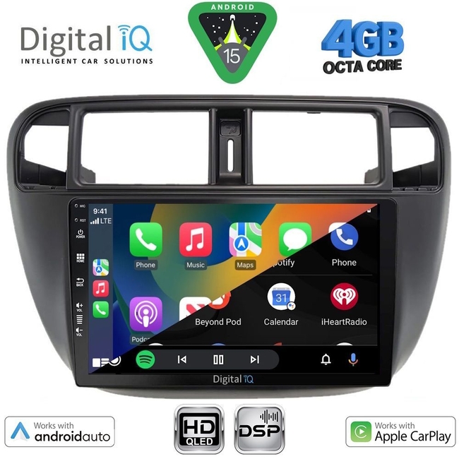 DIGITAL IQ BXF 16186_CPAA A/C (9inc) MULTIMEDIA TABLET for HONDA CIVIC mod. 1995-2001