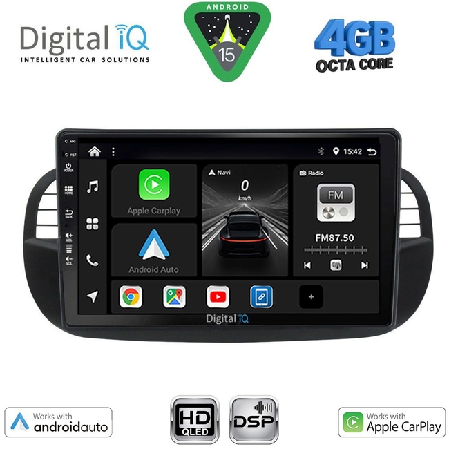 DIGITAL IQ BXF 16130BL_CPAA (9inc) MULTIMEDIA TABLET for FIAT 500 mod. 2007-2015 (BLACK)