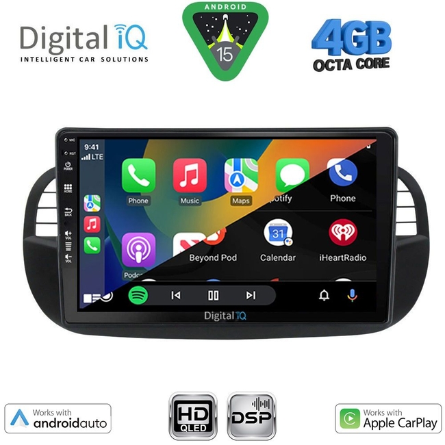 DIGITAL IQ BXF 16130BL_CPAA (9inc) MULTIMEDIA TABLET for FIAT 500 mod. 2007-2015 (BLACK)