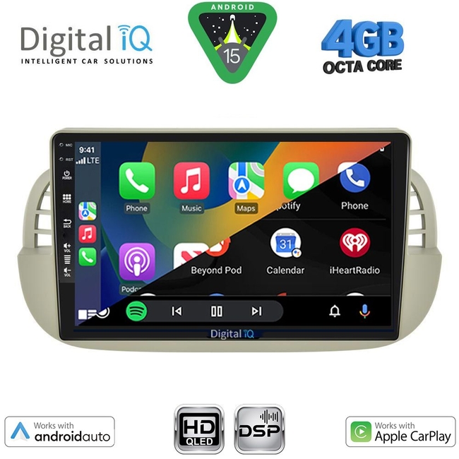 DIGITAL IQ BXF 16130BG_CPAA (9inc) MULTIMEDIA TABLET for FIAT 500 mod. 2007-2015 (BEIGE)