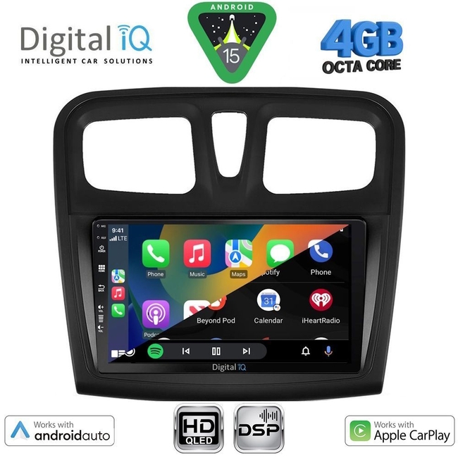DIGITAL IQ BXF 16108SQ_CPAA (9inc) MULTIMEDIA TABLET for DACIA LOGAN – SANDERO mod. 2012-2019