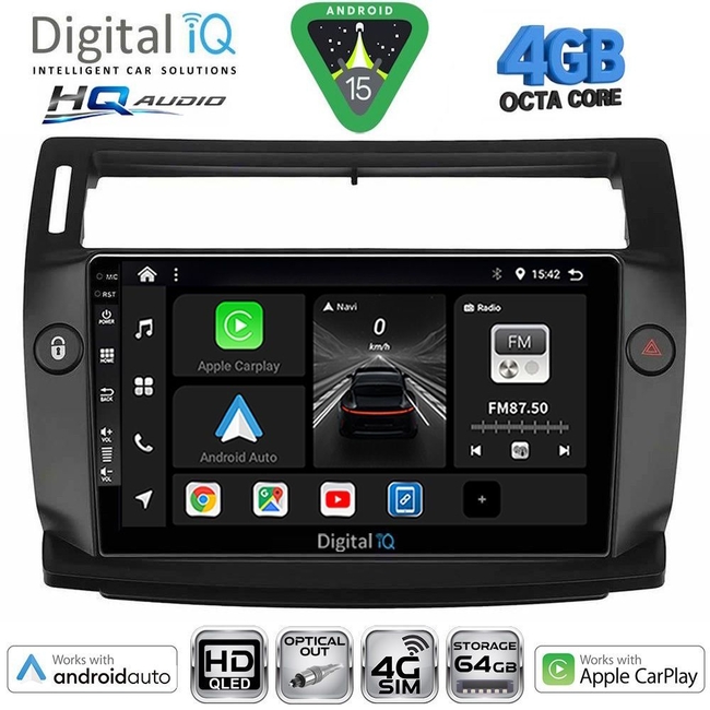 DIGITAL IQ BXK 19084BL_CPAA (9inc) MULTIMEDIA TABLET for CITROEN C4  mod. 2004-2011 (BLACK)