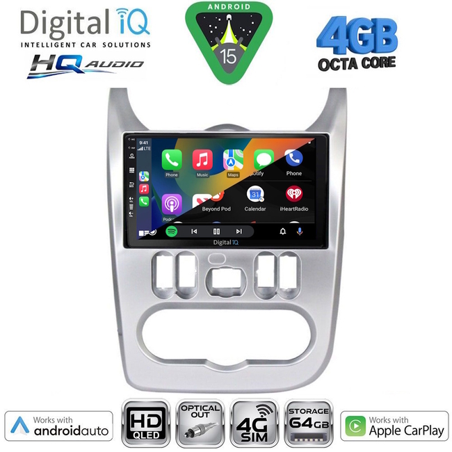 DIGITAL IQ BXK 19101SL_CPAA (9inc) MULTIMEDIA TABLET for DACIA DUSTER – LOGAN – SANDERO mod. 2006-2012 (SILVER)