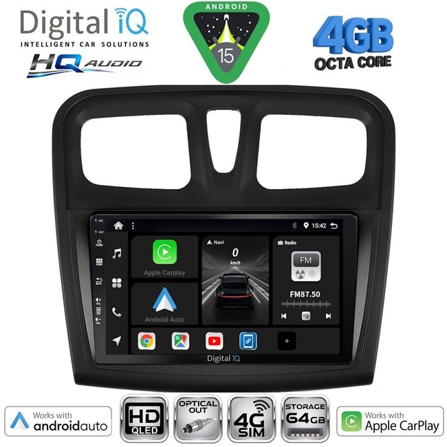 DIGITAL IQ BXK 19108SQ_CPAA (9inc) MULTIMEDIA TABLET for DACIA LOGAN – SANDERO mod. 2012-2019