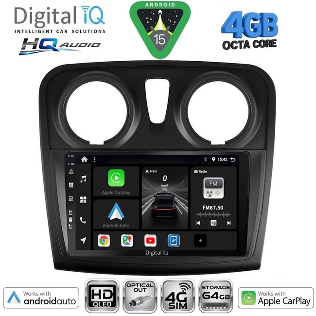 DIGITAL IQ BXK 19101BL_CPAA (9inc) MULTIMEDIA TABLET for DACIA DUSTER – LOGAN – SANDERO mod. 2006-2012 (BLACK)