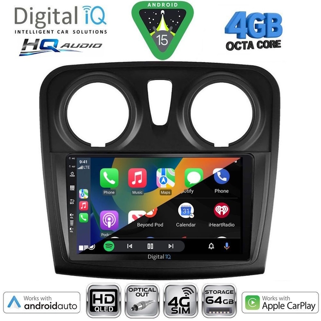 DIGITAL IQ BXK 19101BL_CPAA (9inc) MULTIMEDIA TABLET for DACIA DUSTER – LOGAN – SANDERO mod. 2006-2012 (BLACK)