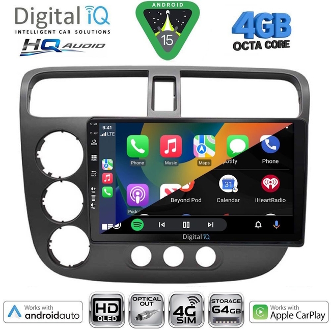 DIGITAL IQ BXK 19187_CPAA (9inc) MULTIMEDIA TABLET for HONDA CIVIC 4D mod. 2001-2006