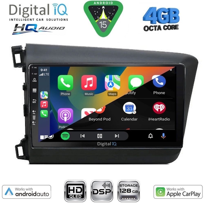 DIGITAL IQ BXK 191904D_CPAA (9inc) MULTIMEDIA TABLET for HONDA CIVIC 4Doors mod. 2012-2016