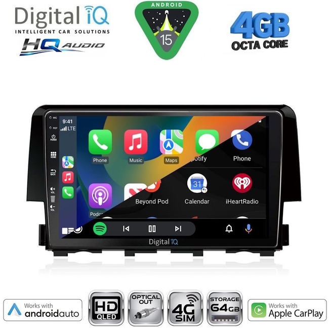 DIGITAL IQ BXK 19191_CPAA (9inc) MULTIMEDIA TABLET for HONDA CIVIC mod. 2016-2021