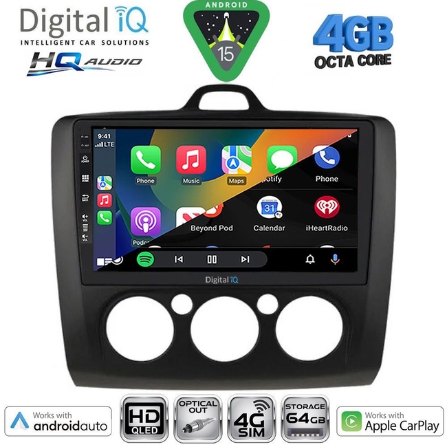 DIGITAL IQ BXK 19156BL_CPAA A/C (9inc) MULTIMEDIA TABLET for FORD FOCUS mod. 2005-2012 (BLACK)