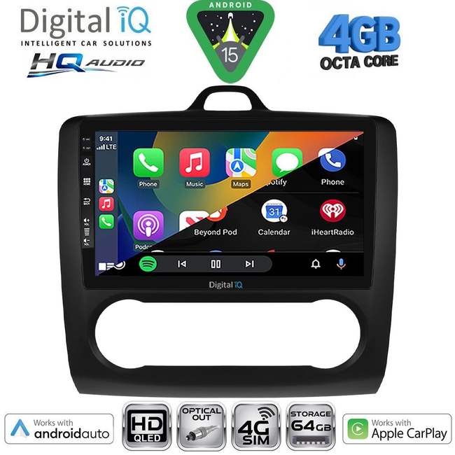 DIGITAL IQ BXK 19156BL_CPAA A/C (9inc) MULTIMEDIA TABLET for FORD FOCUS mod. 2005-2012 (BLACK)