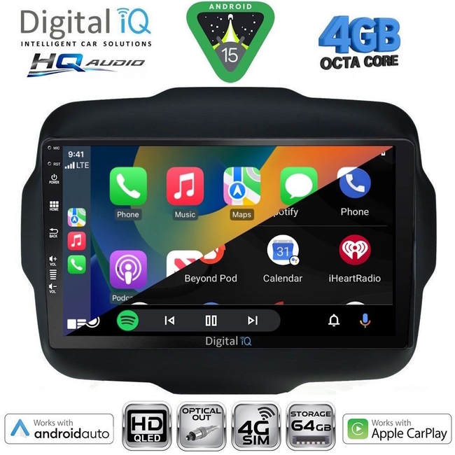 DIGITAL IQ BXK 19290_CPAA (9inc) MULTIMEDIA TABLET for JEEP RENEGADE  mod. 2014-2025