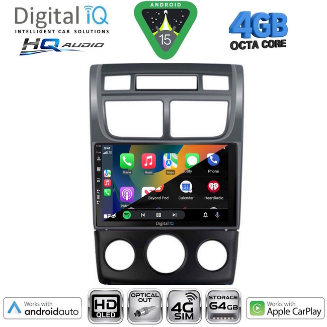 DIGITAL IQ BXK 19324BL_CPAA (CLIMA+A/C) (9inc) MULTIMEDIA TABLET for KIA SPORTAGE mod. 2004-2010