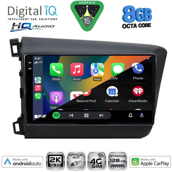DIGITAL IQ BXK 201904D_CPAA (9inc) MULTIMEDIA TABLET for HONDA CIVIC 4Doors mod. 2012-2016